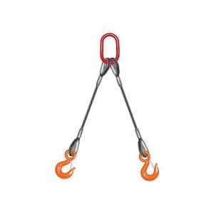 2-LEG BRIDLE WIRE ROPE SLING WITH HOOKS